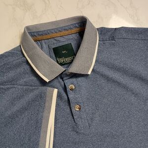 bruno@milano Mens Polo Shirt Blue L Short Sleeve Supersoft Knit Regular Fit